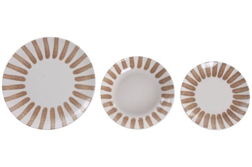 Vajilla de Porcelana PC-233628 18 Piezas con Rayas Moka