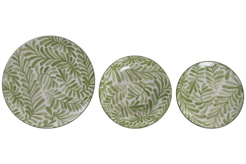 Vajilla de Porcelana PC-233629 18 Piezas con Hojas Verdes