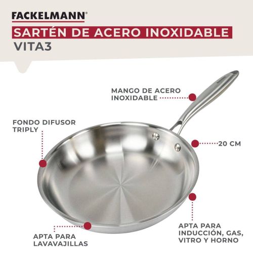 Sartén de Cocina Inox 20 cm Alta Resistencia VITA3 66269