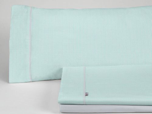 Sábanas de Algodón Percal 200 hilos GRETA Aqua 150x190 2 Almohadas