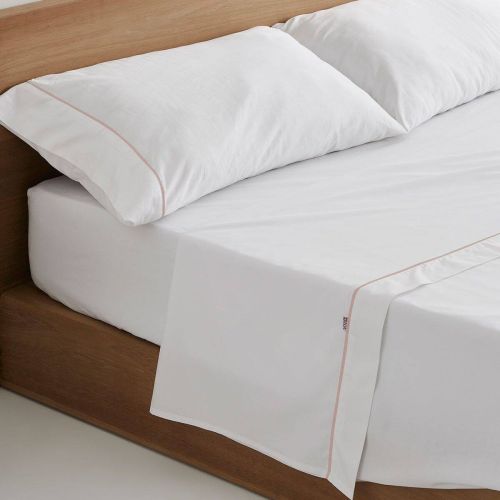 Dúo de Sábanas Juveniles ZAHORA 200 Hilos Blanco-Nude 135/140 cm 474222