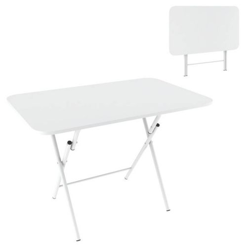Mesa Plegable en Madera y Metal Blanca de 110 cm 313103