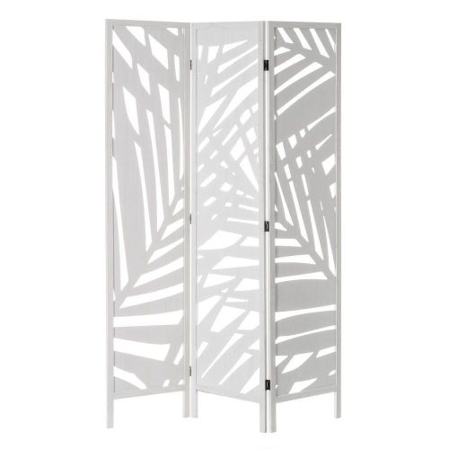 Biombo de MDF y Paulonia con 3 Hojas en Blanco Decapé