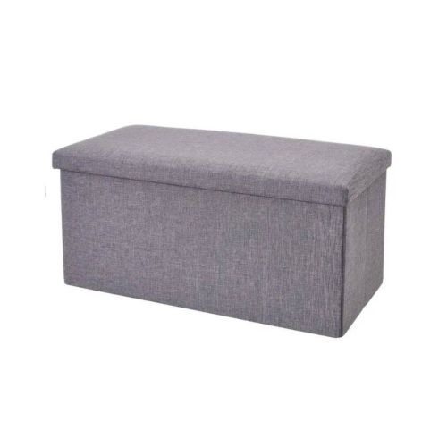 Puf Plegable Tapizado color Gris Claro con Arcón