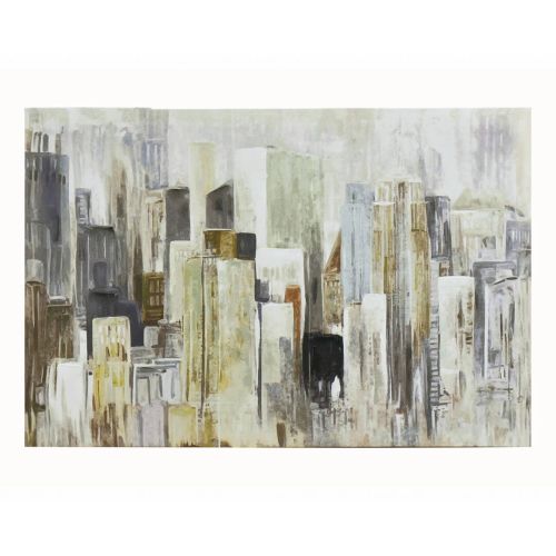 Cuadro Abstracto Impreso 50% al Óleo de Rascacielos en Tonos Neutros 81-468