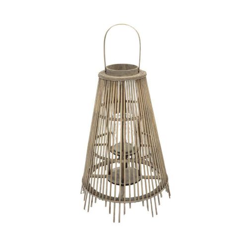 Farol CONIC de Listones de Madera Gris 59 cm