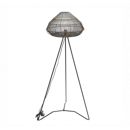 Lámpara de Pie HERON con Estructura Negra y Pantalla de Rejilla con Acabado Negro 52-134