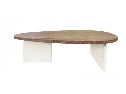 Mesa MAKALANI de Centro 100x60x32 cm Fresno Natural y Blanco 39-407