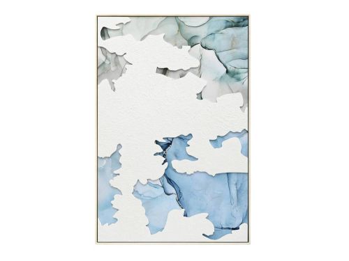 Óleo Abstracto Relieve Azul y Blanco con Marco 62x92 cm 80-219