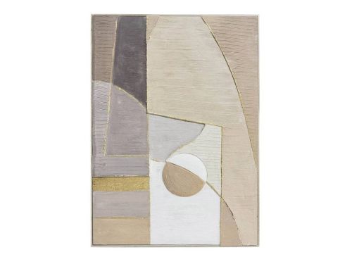 Cuadro Óleo Abstracto con Líneas Doradas 72x102 cm y Marco 80-227