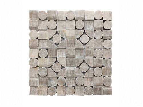 Panel Decorativo 80 cm con Diseño Multiformas en Madera de Mango 42-368