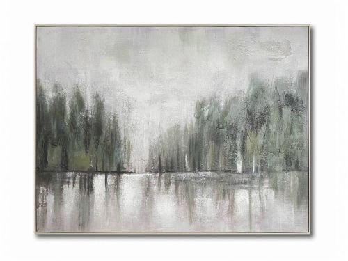 Lienzo Decorativo Abstracto Orilla de Río Verde 92 cm 80-237