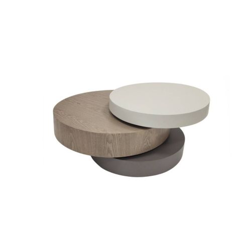 Mesa de Centro Estructura Redonda con 3 Niveles Giratorios 76-1016