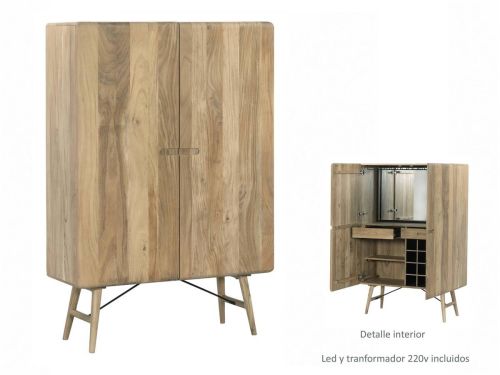 Mueble Bar de Madera de Acacia con Botellero para 12 Botellas 35-213
