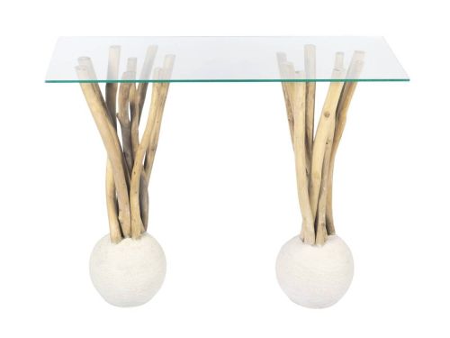 Consola de Recibidor RAMAS en Madera Dolken y Cristal 100 cm