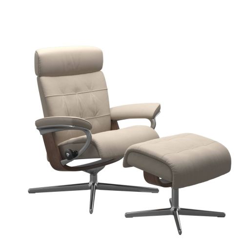 Sillón de Relajación y Puff Stressless® ERIK Cross de Piel PRODUCTO EXPUESTO