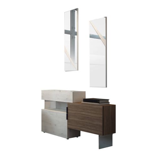 Recibidor con Cajón y Dos Armarios y 2 Espejos H7155