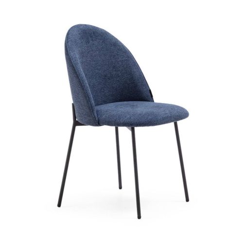 Silla de Comedor Tapizada Color Azul con Patas Metálicas DC-651