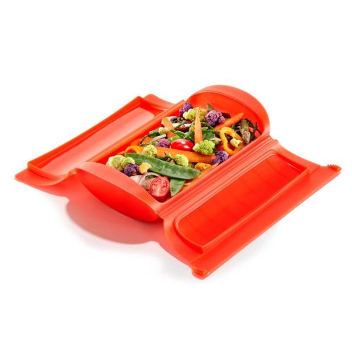 Estuche de Vapor LEKUE Microondas Silicona Color Rojo 886003