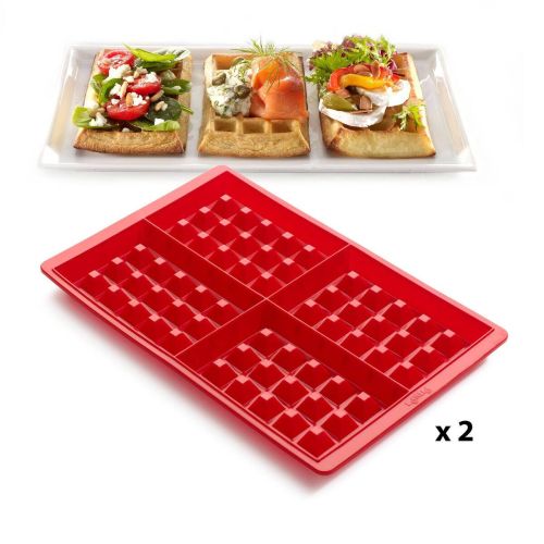 Molde de Gofres LEKUE 2 Unidades en Silicona Color Rojo 880445
