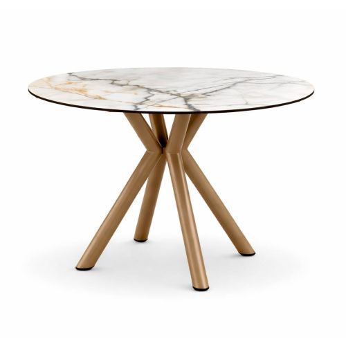 Mesa de Jardín PALAWAN Redonda en Aluminio Simil Madera Tropical
