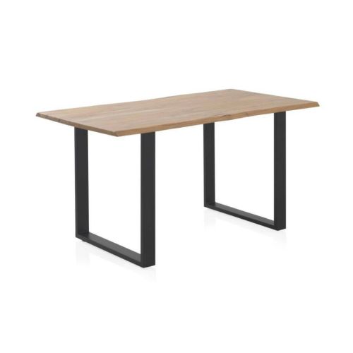 Mesa de comedor madera maciza de acacia de 140x80 cm acabado natural GABAR 10831