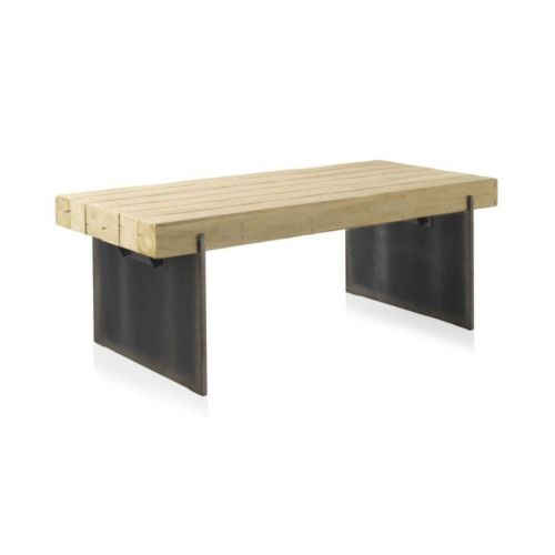 Mesa de Comedor de Abeto con Patas en Color Metálico y Acabado Natural GABAR 10933