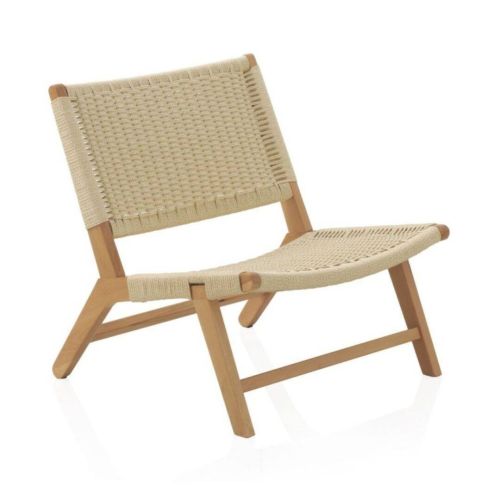 Sillón acabado natural en madera haya con asiento y respaldo trenzado GABAR 10874
