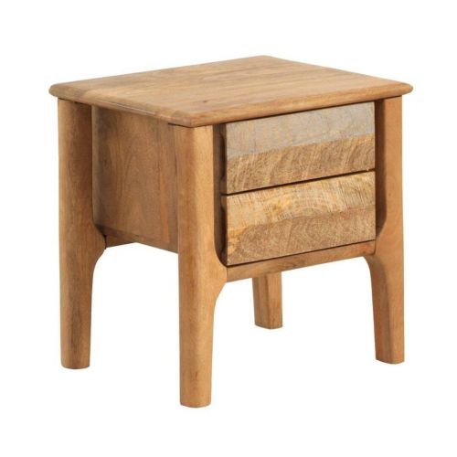 Mesita de noche de madera maciza en color gris GABAR 10699