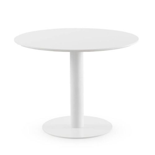Mesa Redonda de Comedor Blanca 100 cm con Pie Central Metálico Moderno GABAR 11455