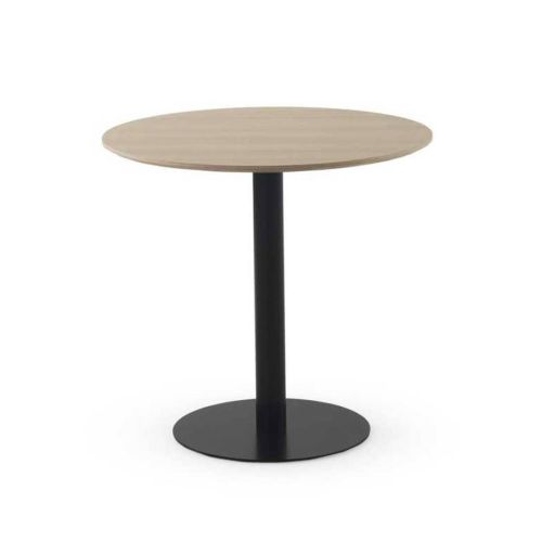 Mesa Redonda de Comedor Fresno 80 cm con Pie Central Metálico Moderno GABAR 11451