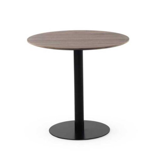 Mesa Redonda de Comedor Nogal 80 cm con Pie Central Metálico Moderno GABAR 11450