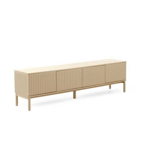 Mueble de TV Beige Arena MDF Acanalado con Patas de Madera GABAR 11518