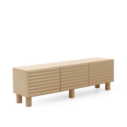 Mueble de TV Beige Arena MDF con Puertas Onduladas GABAR 11522