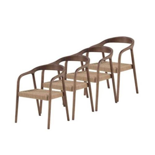 Pack de 4 Sillas de Comedor de Madera con Asiento Trenzado GABAR 11587