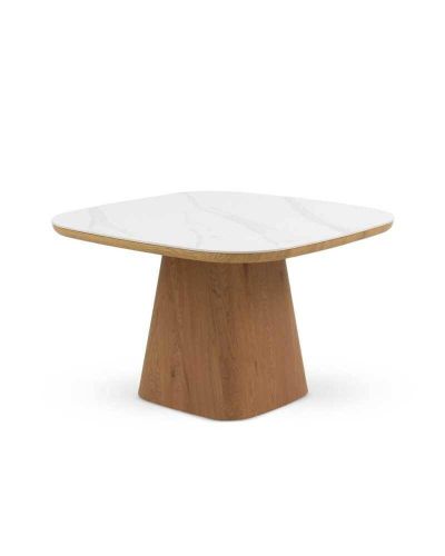 Mesa de Comedor Cuadrada GABAR de Tablero de Madera y Encimera de Cerámica Blanca 11419
