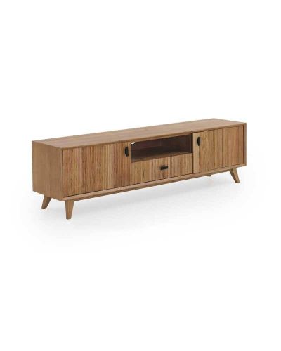 Mueble TV Rectangular GABAR de 2 Puertas y 1 Cajón Chapado en Fresno Color Natural 11277