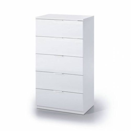 Cómoda de melamina de 5 cajones de color blanco Artik 007845A