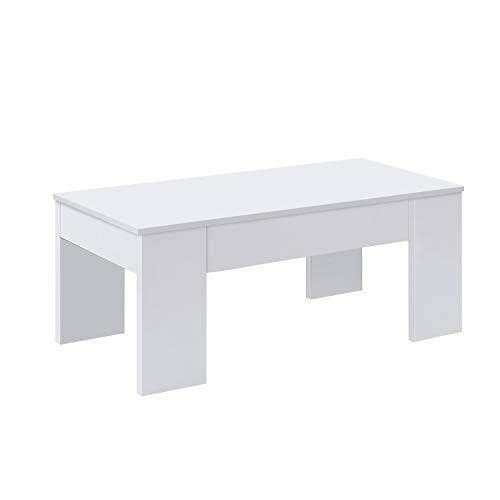 Mesa de centro elevable con almacenamiento melamina blanca Artyk 001640A