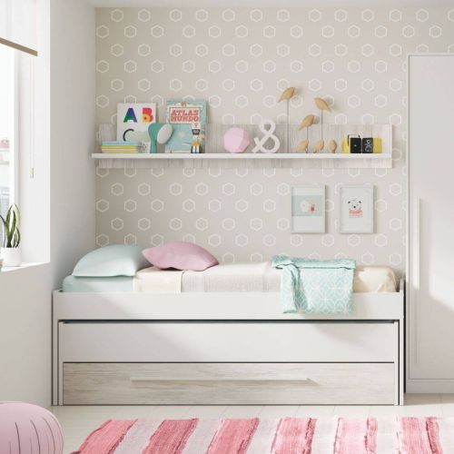 Conjunto ELLIOT de Melamina de Cama doble con un cajón y un estante de colgar 0K7438A