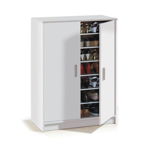 Zapatero-armario ACABADO BLANCO 2 puertas 6 estantes melamina color blanco 007853O