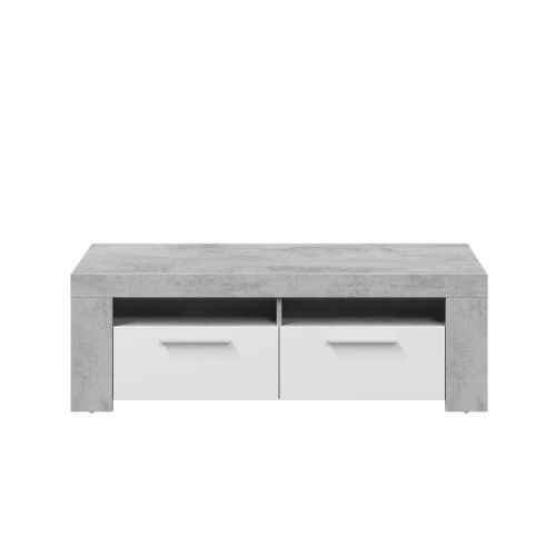 Mueble TV de melamina Artik cemento y blanco de 2 puertas y 2 huecos 016621L