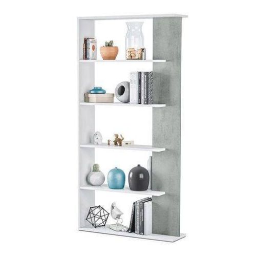 Estantería ALIDA de color blanco y cemento de 5 estantes 0L2252A