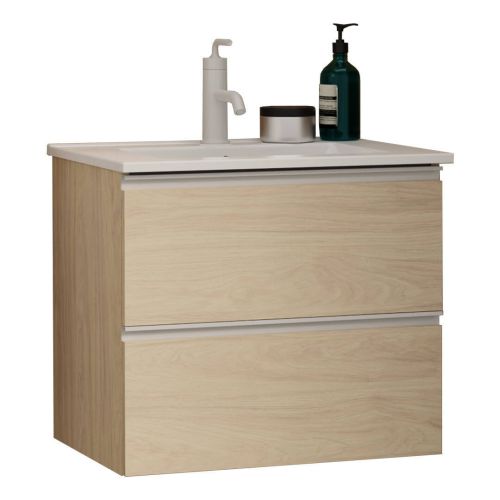 Mueble de Baño con Lavabo WABI 60 cm 2 Cajones Roble