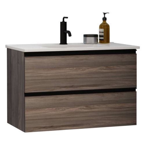 Mueble de Baño con Lavabo WABI 80 cm 2 Cajones Olmo