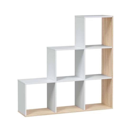 Estantería STEP de 6 Huecos con Acabado en Blanco y Roble 0F2254A
