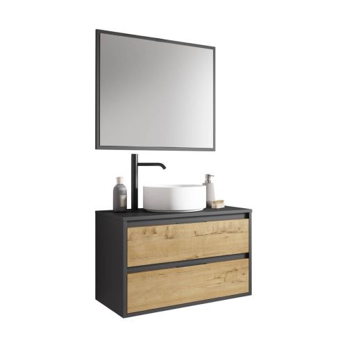 Conjunto de Baño ARLET de color Negro y Roble