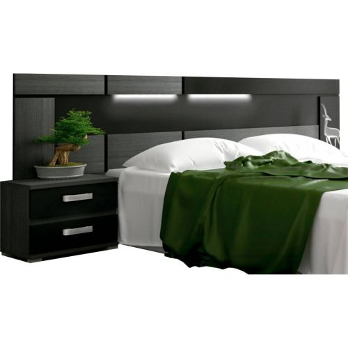 Cabecero de 260 cm modelo RAMBLA en Ceniza y Negro con luces LED