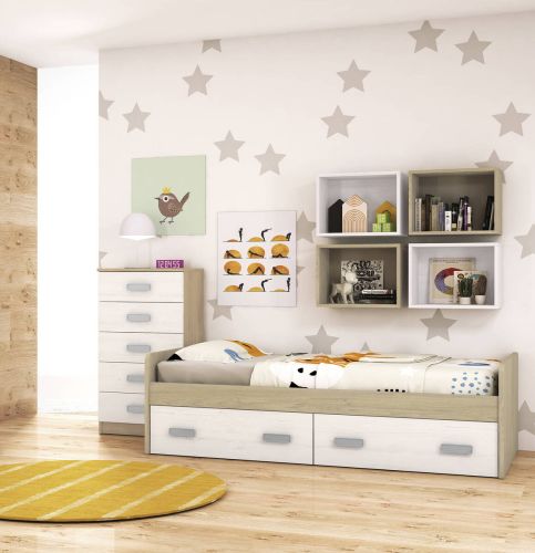 Dormitorio Juvenil DONALD+ 9 en Acabado Puccini y Detalles Andersen