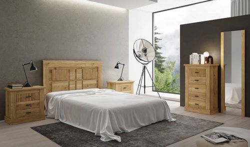 Dormitorio Matrimonio Rapid Mauvella-rayas con Cabecero y Mesitas WEBRAPID01